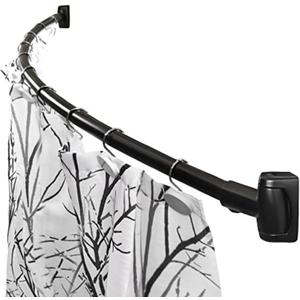 60-Inch Stainless Steel Curved Shower Curtain Rod, 5 Foot Mounted Non-Telescoping Rust Proof (Black)