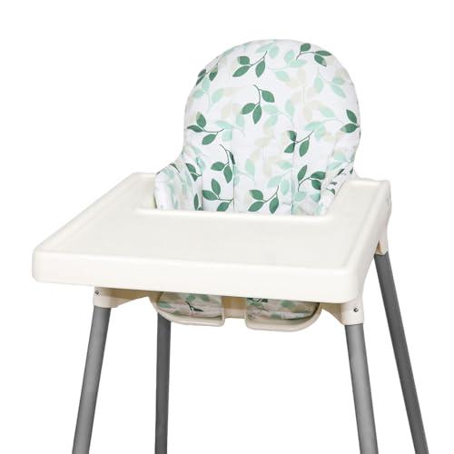 for IKEA High Chair Cushion, High Chair Pad for IKEA Antilop Highchair, Cotton Non-Slip, Soft, Baby Sitting More Comfortable (Green Leaf)