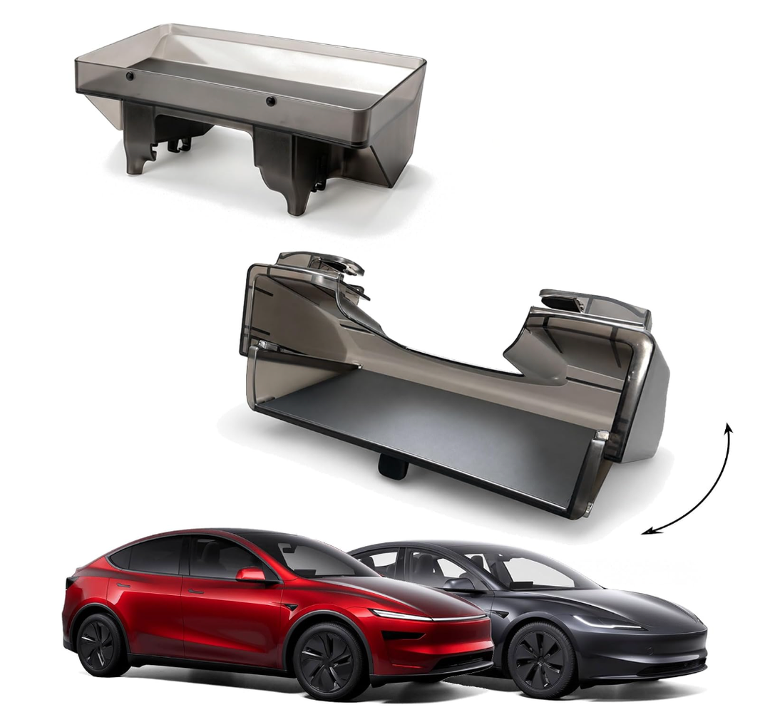 Screen Storage Tray Fits for 25-26 Model Y, 26 YL & 24-26 Model 3 | Fits for 2025-2026 Model Y, 2026 Model YL & 2024-2026 Model 3, ABS magnetic tray, anti-slip silicone mat, tool-free setup