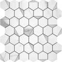 Metal Tile Backsplash with RetroLook - (Hexagon White Marble Mixed Silver 5pc/Pack) Metallic Peel and Stick, Luxury Wall Remodelling in Affordable Price, Ideal for Kitchen, Bathroom, Stairway