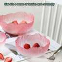 Glass Salad Bowl Irregular Lotus Flower Shape Serving Bowls, Mixing Nut Bowls for Kitchen Fruist, Snack, Dessert, and Ice Cream Candy Dishes (Crystal Gradient Pink, Medium)