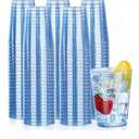 DaYammi 100 Pack Blue Plastic Cups 9 oz Disposable Cups Tumblers, Elegant Blue Glitter Party Drinking Cup Perfect for Wedding, Fancy Disposable Cup Plastic Cocktail Glasses for Party