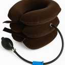Neck Stretcher for Instant Neck Pain Relief - Neck Support Brace Adjustable & Inflatable Cervical Neck Traction Device - Neck Decompression Devices for Home Use (Brown)
