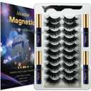 Alcastar Magnetic Eyelashes with Eyeliner Kit, Synthetic Fiber, Natural Look, Waterproof, No Glue Required (Black-Full Volume 10 Pairs)