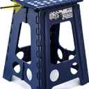 Delxo Folding Step Stool 17.5 Inch, Heavy Duty Step Stools for Adults, Non Slip Folding Stool with Handle, Premium Portable Foldable Step Stool for Kitchen Bathroom Bedroom Up to 400LBS,(Royal Blue,1PC)