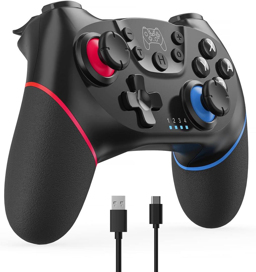 Wireless Switch Controller, Pro Controller Compatible with Switch/Lite/OLED, Remote Gamepad with 6-Axis Gyro, Dual Motor, Wake-up and Turbo - 2025 New Version