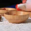 Small Bamboo Wooden Bowls Set of 2, Round Shallow Serving Bowls for Charcuterie/Fruit/Candy, 4 Inch Handmade Dipping Dishes for Spice/Salsa/Tomato Sauce