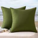 MIULEE Pack of 2 Decorative Outdoor Waterproof Pillow Covers Square Garden Cushion Sham Throw Pillowcase Shell for Spring Patio Tent Couch 18x18 Inch Olive Green