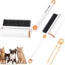 3-in-1 Pet Hair Remover Tool: Soft Dust Brush, Lint Roller for Clothes & Bench Brush with 180° Adjustable Handle, Pet Hair Removal for Dog/Cat Hair on Clothes, Bed, Sofa (White, One Size)