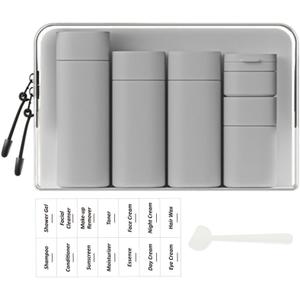 5 Pack Brief and Fashion Travel Bottles TSA Approved, BPA Free Travel Size Travel Containers Refillable Squeeze Bottles for Cosmetic Shampoo Cream Conditioner Lotion Soap (Nordic grey)