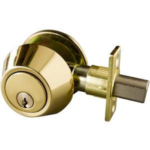 Keyed Entry Door Deadbolt with One Keyed Side and Twist-Knob Interior, 6-Way Adjustable Latch, Fits Standard Doors, Polished Brass  Design House, 727438 (Single Cylinder)