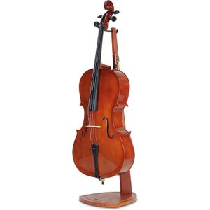 Cello Stand with Bow Holder, Handcrafted Mahogany Wood Floor Stand for 4/4 Full-Size and 1/2, 1/4, 3/4, 1/8, 7/8 Cello Home and Studio Display