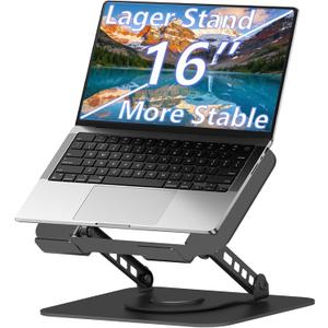 Adjustable Laptop Stand, 360 Rotating Computer Riser, Stable Base Stand Holder for MacBook Pro/Air Notebook up to 16 Inches, Black