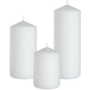 Set of 3 Different Sizes White Pillar Candles, Dripless Unscented 3x4 3x6 3x8 Inch Large Cylinder Column Candles for Home Table Decor Power Outage Emergency
