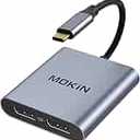 USB C to Dual DisplayPort Adapter Splitter,USB C to Dual 4K@60Hz Displayport Monitor Converter, Single 8K@30HZ USB C to DP Hub for Dell XPS 13 15, Lenovo Yoga, Sumsung, Chromebook, HP 
