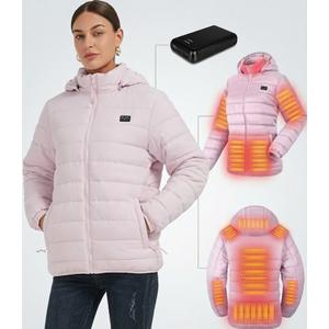 Panatude Heated Jackets for Women, Womens Heated Jacket with Battery Pack Included, Heated Coat Hoodie Clothing for Women with Detachable Hood, Rechargeable Electric Heating Jacket for Winter, Ski, Size: S
