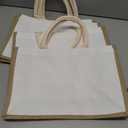 6 Pack Burlap Tote Bags, Reusable Jute Gift Bags with Handles, Water Resistant Beach Bag, 14.7" x 9.8" x 4.5" Canvas Grocery Shopping Bag for Bridesmaid, DIY, Shopping, Wedding, Christmas