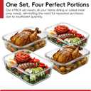 4 Pack 8 Cups/ 63oz Large Glass Storage Containers with Lids, Meal Prep Containers, Glass Food Storage with Airtight Lid for Baking, Leak Proof & Microwave, Oven Safe (4 Containers + 4 Lids)