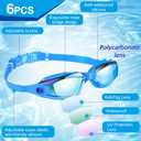 Flutesan 6 Pack Swimming Goggles Adult Kids Anti Fog Pool Goggles with Ear Plugs Nose Clip No Leaking Full Protection