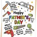 4 x Asmallgf Happy Father's Day Card, Funny Wordplay Gift Card for Dad, Cute Tool Father Day Decoration Gifts from Daughter Son