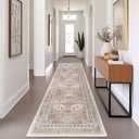 Runner Rug 2x8 Runners for Hallways Non Slip Washable, Vintage Hallway Runner Rugs for Living Room, Low Pile Soft Hallway Rug for Kitchen Bedroom Laundry Room Rug(Orange,2'x8')