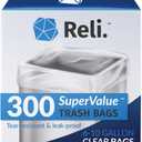Reli. 6-10 Gallon Trash Bags | 300 Bags | Clear | Bathroom | Strong | Garbage