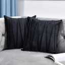 NianEr Decorative Plush Velvet Throw Pillow Covers Sofa Accent Couch Pillows Set of 2 for Bed Living Room Square Pillow Cases 18X18 Black