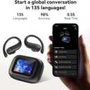 NE61 AI Translation Earbuds Real Time Heart Rate Monitor Translator Earbuds 135 Languages Open Ear Clip Wireless Bluetooth 3in1 Translating Headphones LCD Touch Screen Included for Translation Device, Black