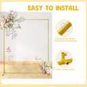 Gold Wedding Arch Backdrop Stand, 6.6FT*5FT Square Balloon and Flower Metal Aluminum Frame for Ceremony, Anniversary, Party, Baby Shower Photo Booth Decoration.