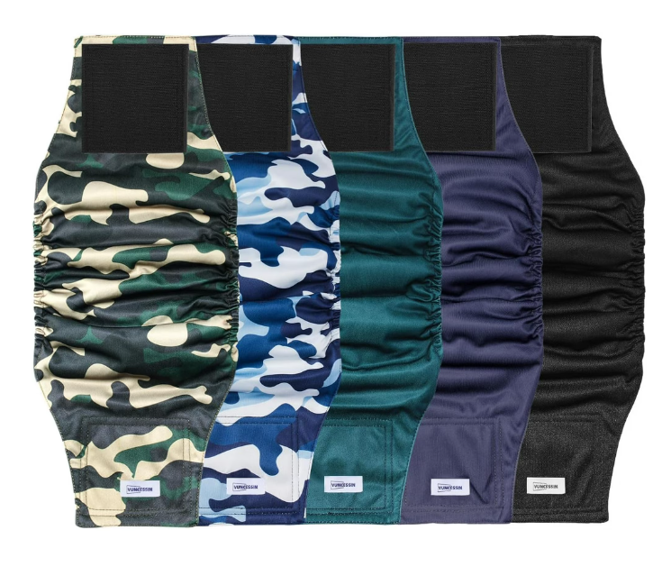 Reusable Dog Diapers Male, Premium Washable Belly Bands for Male Dogs, Pack of 5, High Absorbing Small Male Dog Wraps for Doggie & Puppy in Incontinence or Excitable Urination and Training (XS)