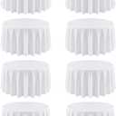 8 Pack Round Tablecloth 120 Inch Cloth White Tablecloth for Round Tables, Washable Polyester Table Cloth Stain and Wrinkle Resistant Decorative Table Cover for Wedding Party Dining Banquet