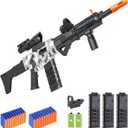 Realistic Toy Gun for Nerf Guns Darts, Foam Blaster - with Scope 120 Soft Bullets 3 Magazines, Semi-Auto Sniper Rifle Electric Machine Guns for Boys 8-12 Age, Birthday Gifts for Kids and Adults