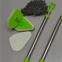 4-in-1 Tile Tub Floor Scrubber with 52-inch Adjustable Long Handle Shower Cleaner Brush with V-Shaped Grout Brush and 3 Replacement Brush Heads for Cleaning Bathroom Kitchen Walls Tub Tile