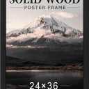 24x36 Solid Wood Poster Frame for Wall Mounting Display,Black