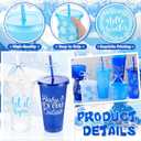 Yoiemivy 24 Pack Winter Plastic Cups Bulk 24 oz Reusable Snowflake Tumbler with Lids and Straws Holiday Party Christmas Drinking Cups for Holiday Party Favors Supplies