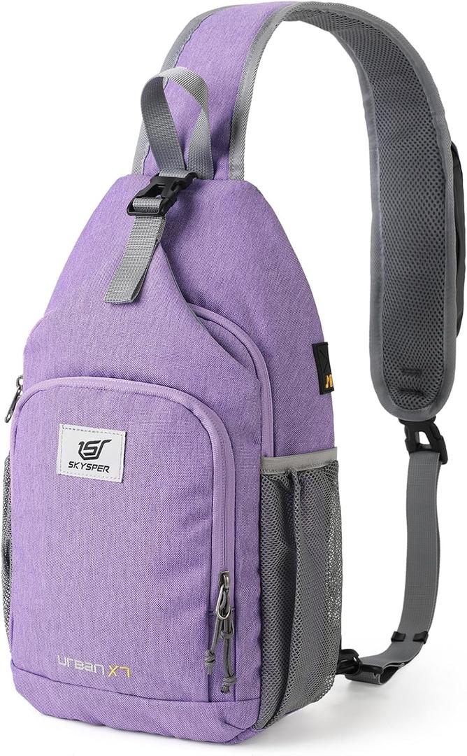 SKYSPER Sling Bag RFID Crossbody Sling Backpack Cross Body Shoulder Bag Travel Hiking Daypack for Women Men (Purple)