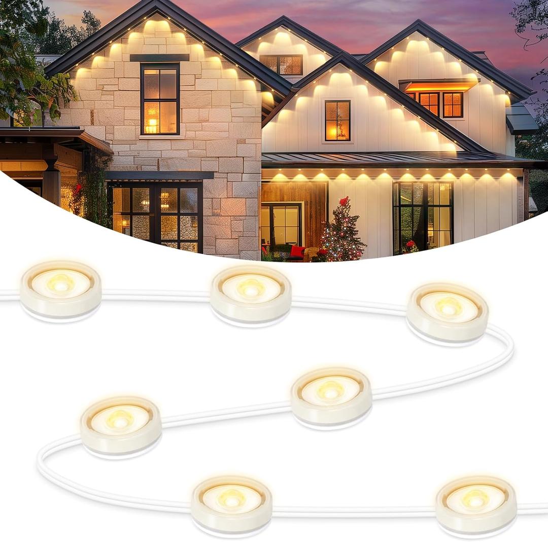Brightever Permanent Outdoor Lights, Upgraded Warm White Outdoor Light 100FT with 72 LED Lighting, IP65 Waterproof Eaves Lights for Daily, Garden, TV Backlights, Christmas Decor, Dimmable