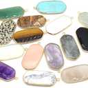 LE SKY 6 Pcs Natural Stone Pendants Rectangle Shape Healing Crystal Agate Charms for Jewelry Making Necklace Bracelet Earrings