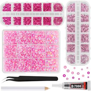 33000Pcs Rhinestones for Bedazzling, 3mm Bedazzler Kit with Flatback Rhinestones for Clothes Crafting Crafts Nails Clothing, Flat Back Resin Rainbow Colorful Colored Crystal with B 7000 Glue Clear (Large Pack + 3pcs Glue)