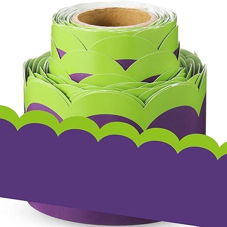 Fuutreo 32.8 ft Halloween Bulletin Borders Decoration Purple Bulletin Board Border Office Scalloped Trim for School Fiesta National Wedding Party Decoration