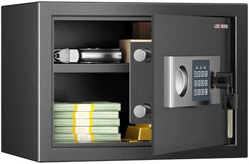 Locksworth Safe for Home, 0.6 Cubic Feet Safety Box, Lock Box for Money, Jewelry, Documents and Guns, Digital Security Safe for Office, Hotel and Personal Use, 13.8"W x 9.8"D x 9.8"H