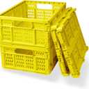 20L Folding Crate, 4Pack Plastic Storage Baskets Organizer for Home and Office,Collapsible Storage Crates for Home Office and Outdoor Organizer.(Yellow) w