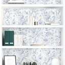 HeloHo Peel and Stick Wallpaper 17.3 X 196.8 Blue White Floral Wall Paper Self Adhesive Removable Waterproof Contact Paper for Living Room Bedroom Decor