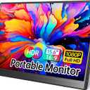 Portable Monitor 16 Inch 1080P USB-C HDMI Ultra-Slim Travel Monitor with Kickstand, Compatible with Xbox, Laptop, PC, Mac Phone, PS, Switch IPS Ultra-Thin Zero Frame Gaming Monitor 