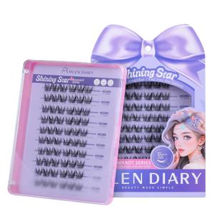 MLEN DIARY Lash Clusters 60PCS Natural Eyelash Clusters C Curl Wispy DIY Eyelash Extensions 11-12mm Soft & Light Eyelash Clusters Korean Manga Style (Shining Star)