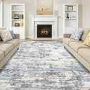 Area Rugs for Living Room: Abstract Washable Rug Modern Neutral Large Soft Stain Resistant Non-Slip Backing Machine Table for Bedroom Dining Room Indoor Home Office Carpet - 12x15 Blue Grey