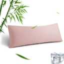 Body Pillowcase, Cooling Viscose from Bamboo Pillow Cover with Zipper Closure, Soft Moisture-Wicking for Hot Sleepers, Hair and Skin-Friendly, Pink, 1 Pack