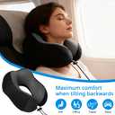 Airplane Pillow, Travel Neck Pillow with Memory Foam - Adjustable Buckle & Machine Washable Cover for Flights, Car, Office - Includes Eye Mask & Ear Plugs(Black) (Black and Gray)
