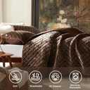Cosybay Luxury Velvet Quilt Set King, Lightweight Oversized Bedspread Coverlet Quilted Box Stitch Bedding Set, with 2 Matching Pillow Shams, for All Season, Mocha Brown