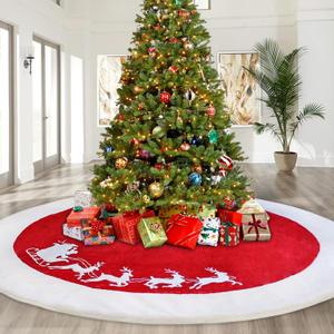 SHENG HONG 72 Inch Christmas Tree Skirt Xmas Tree Skirts for Christmas Tree Holiday Party Decorations Decoraciones De Navidad - Elk